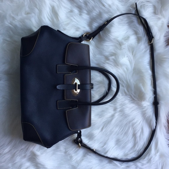 Dooney & Burke Navy and Brown Hand/ Shoulder Bag - Picture 1 of 8